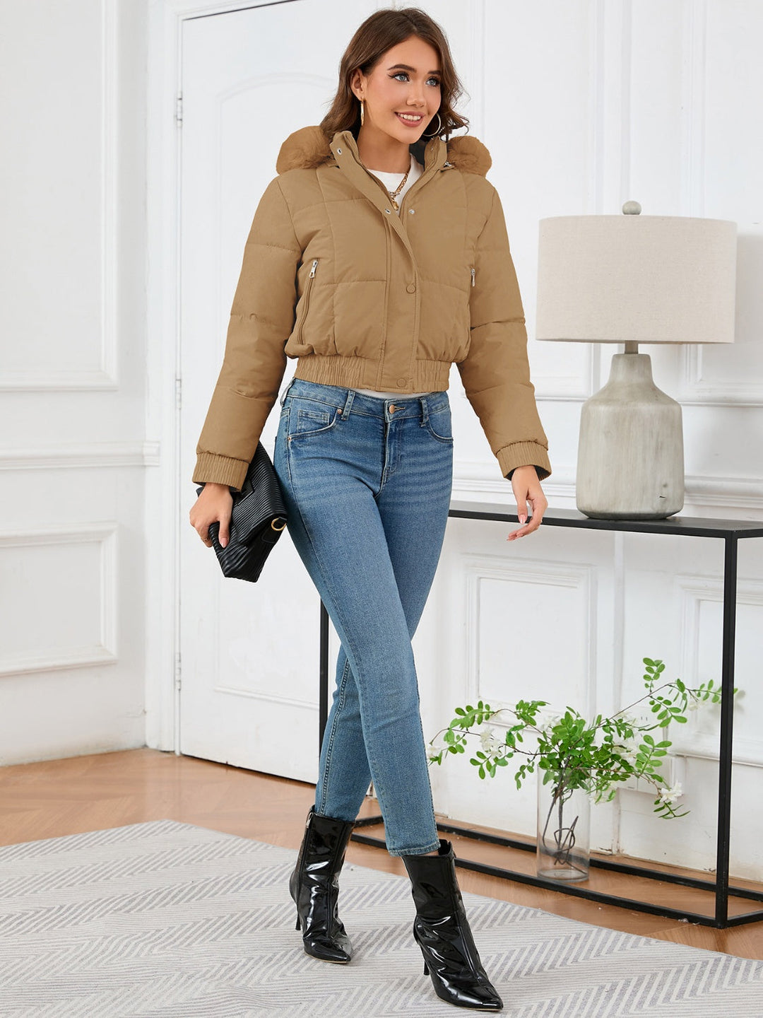 Drune | Cozy padded winter jacket with fur hood and pockets