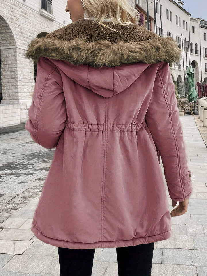 Drune | Winterjacke mit Kunstfellkragen - Warme Parka Jacke mit Kordelzug und Taschen