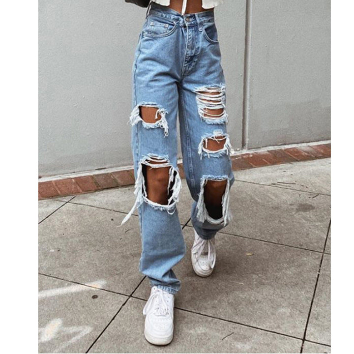 Drune Damenjeans mit Rissen und Washed-Effekt