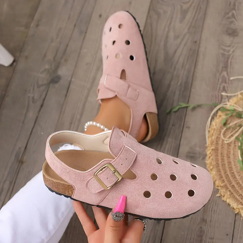 Drune | Retro Kork Clogs Mit Geschlossener Spitze Und Schnallenriemen