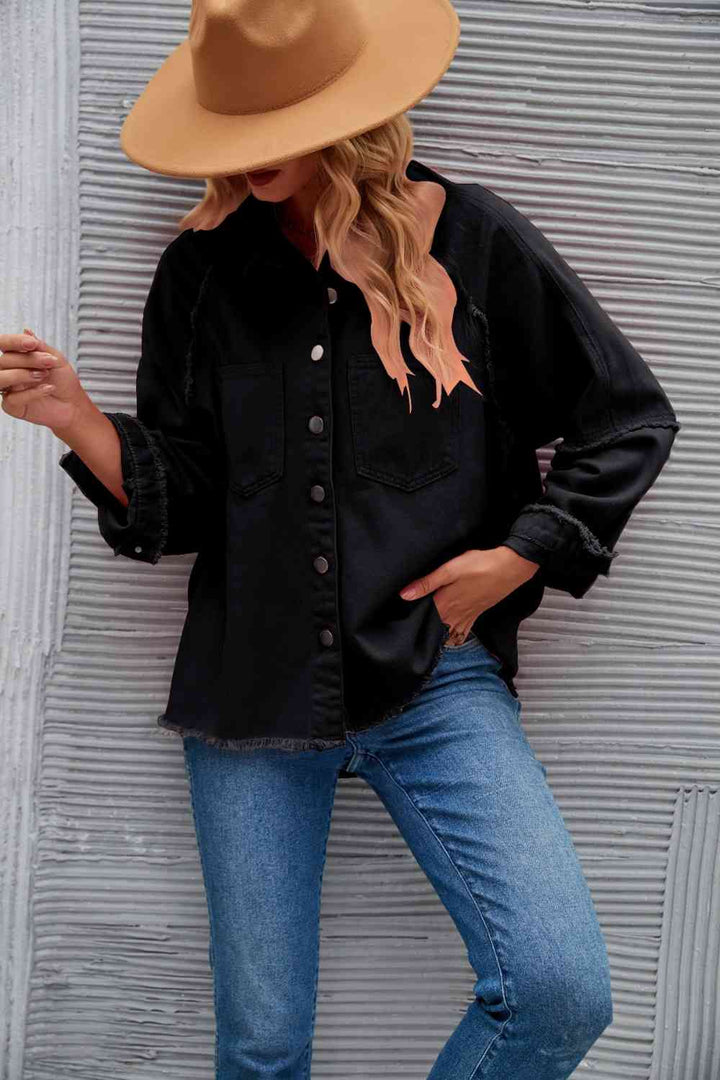 Drune | Raw Hem Kragen Denimjacke