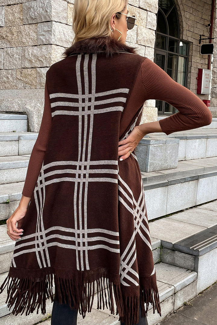 Drune | Ärmellose Fransen Detail Strickjacke