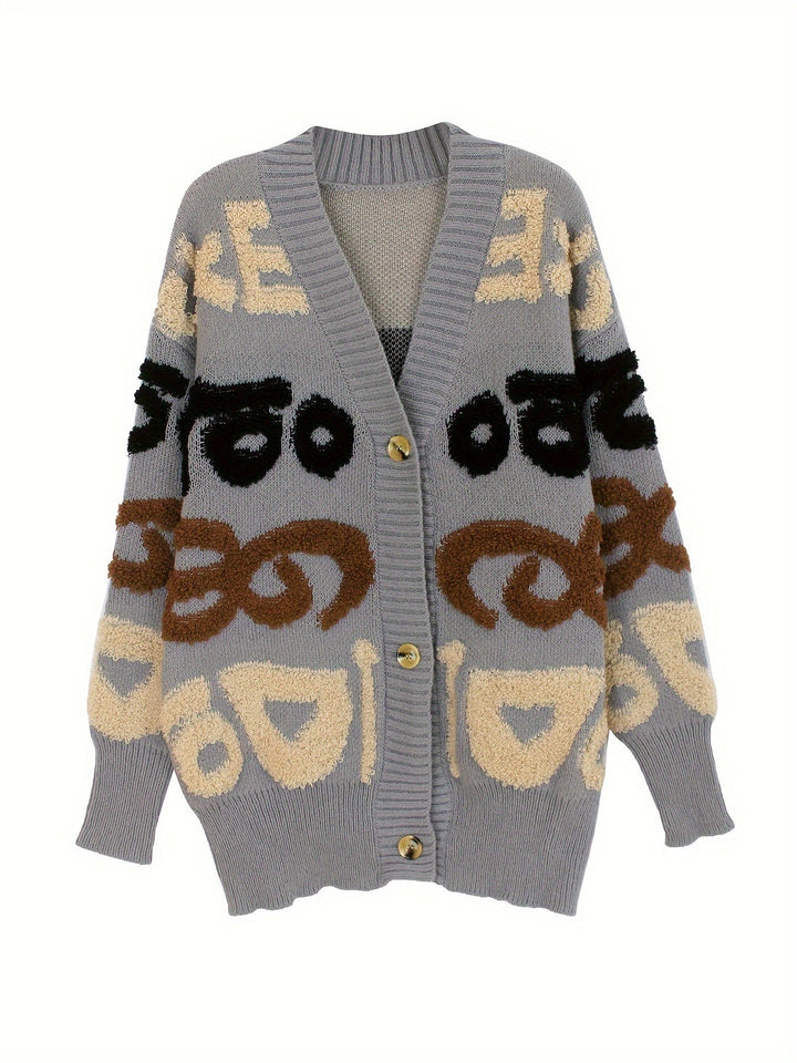 Drune | Strickjacke mit Buchstabenmuster für Frauen - Perfekt für legere Tage