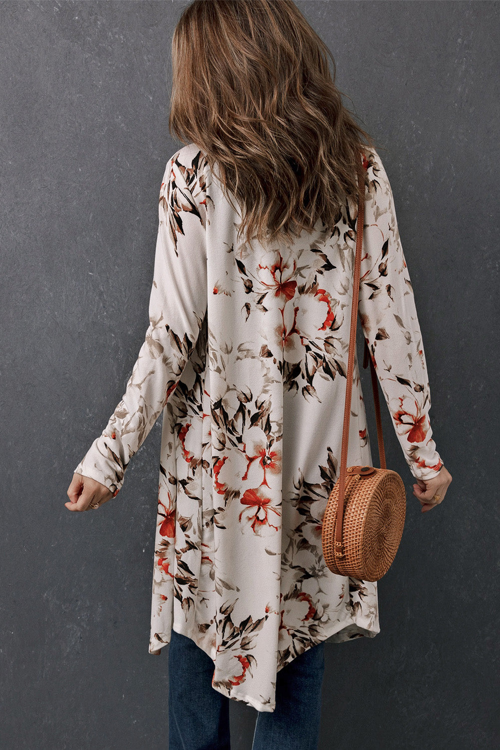 Drune | Bedruckter Offene Front Langarm Cardigan