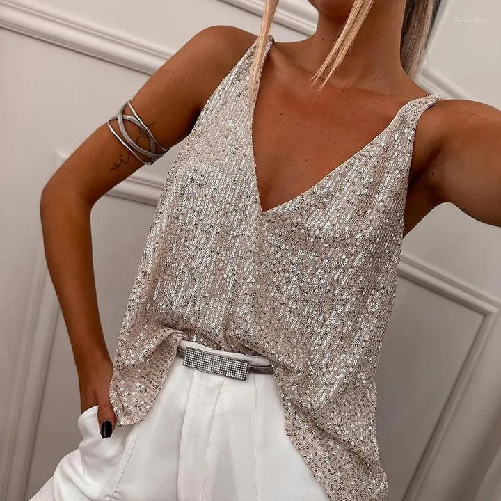 Drune | Glitzerndes Pailletten Top Glamouröser Festtagstil