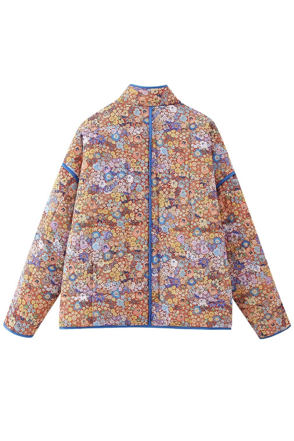 Drune | Colorblock Große Tasche Stehkragen Steppjacke aus Baumwolle