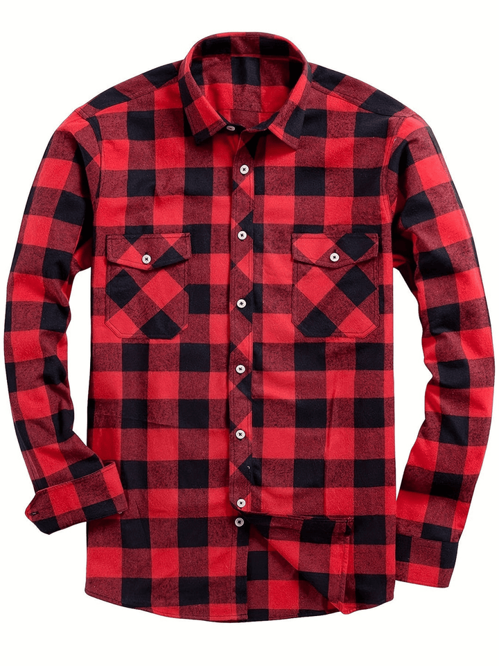 Drune | Lässig Herren Bluse Hemd Lumberjack Print Shirt