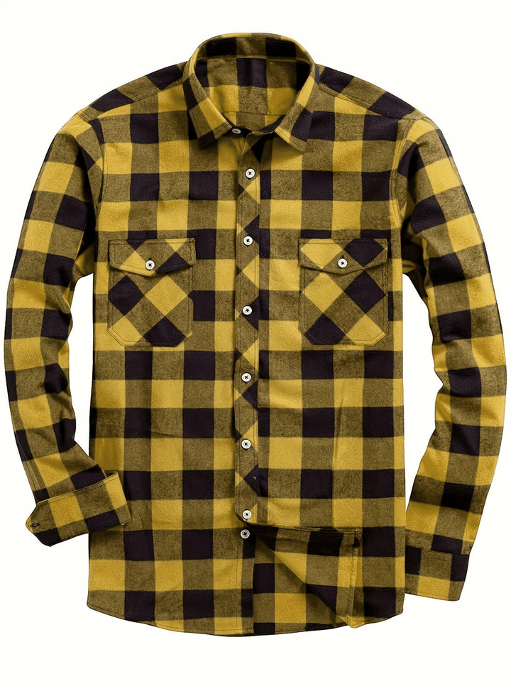 Drune | Lässig Herren Bluse Hemd Lumberjack Print Shirt