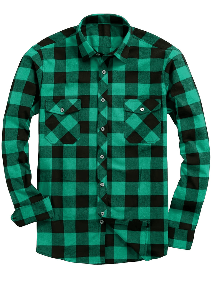 Drune | Lässig Herren Bluse Hemd Lumberjack Print Shirt