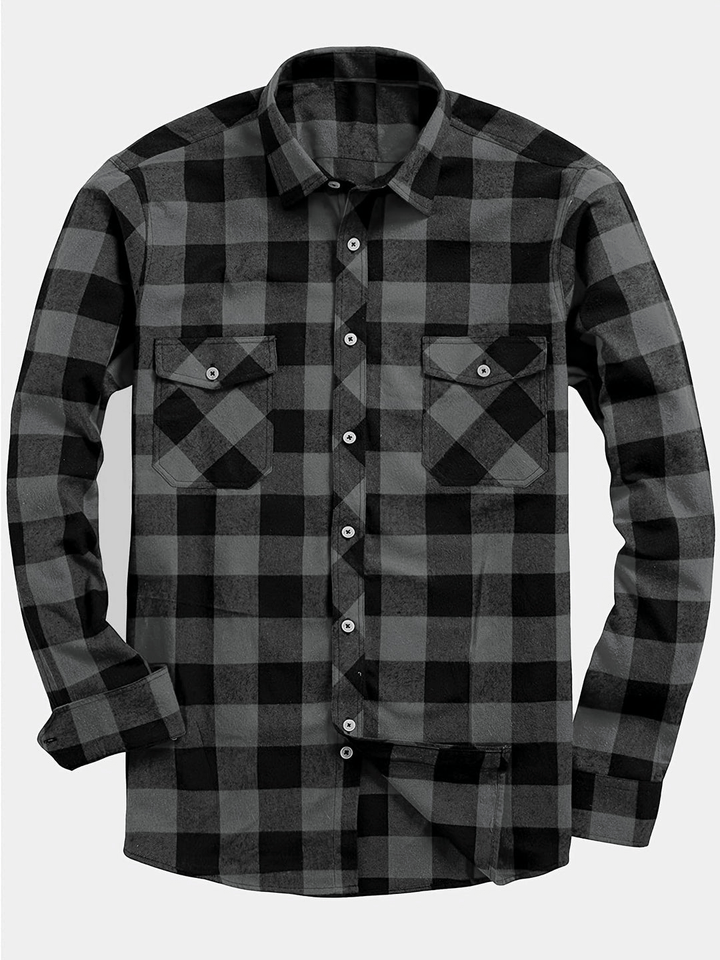 Drune | Lässig Herren Bluse Hemd Lumberjack Print Shirt