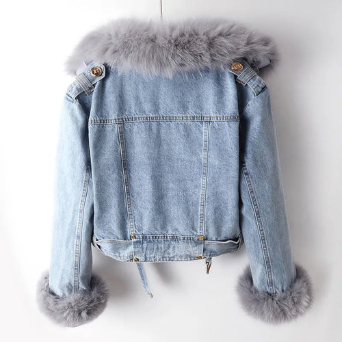 Drune | Denim und Kunstfell Eleganzjacke