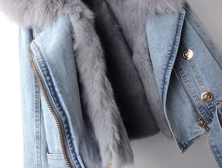 Drune | Denim und Kunstfell Eleganzjacke