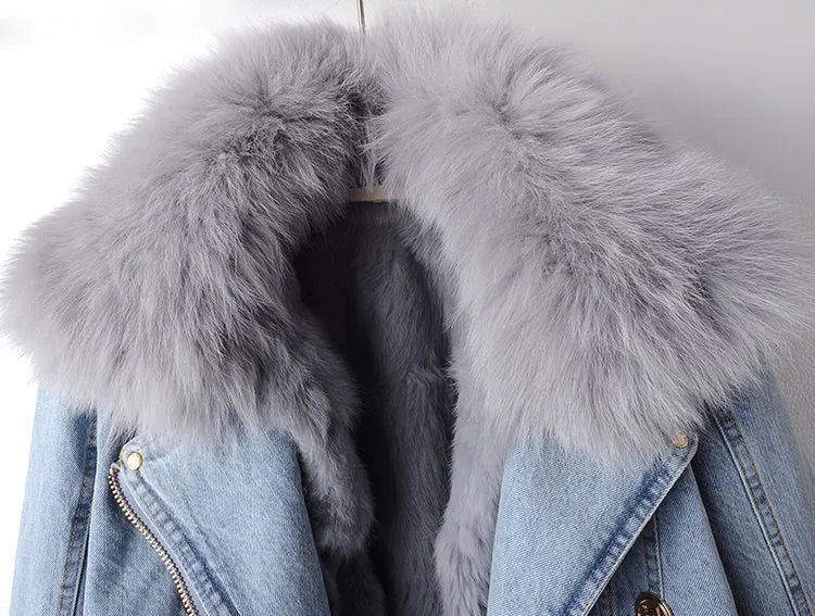Drune | Denim und Kunstfell Eleganzjacke