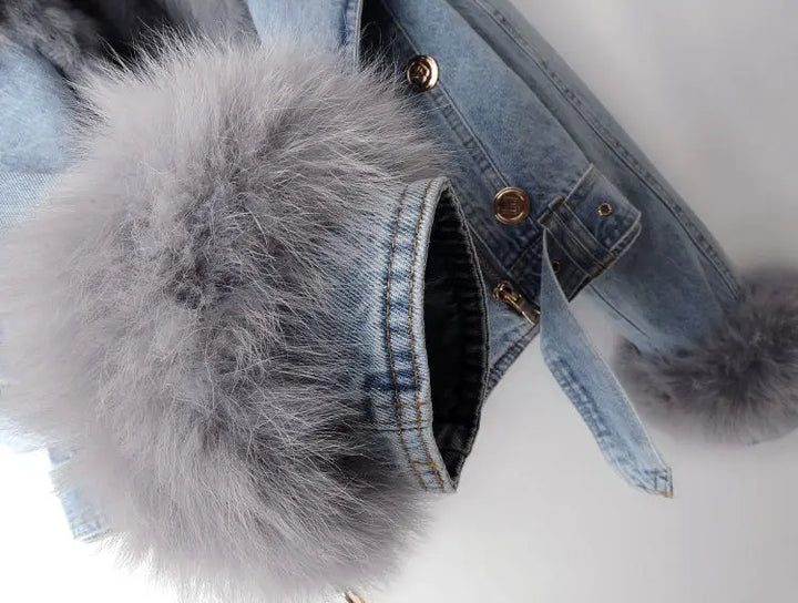 Drune | Denim und Kunstfell Eleganzjacke
