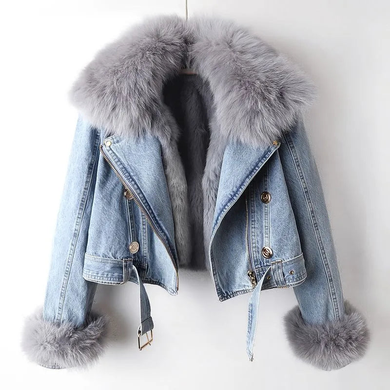 Drune | Denim und Kunstfell Eleganzjacke