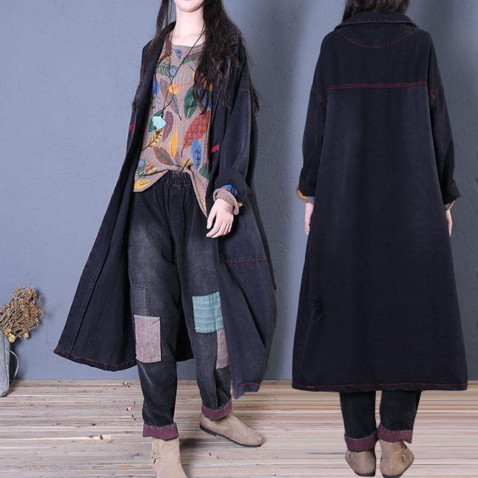 Drune | schwarze Mäntel trendige Übergrößen Maxi-Oberbekleidung