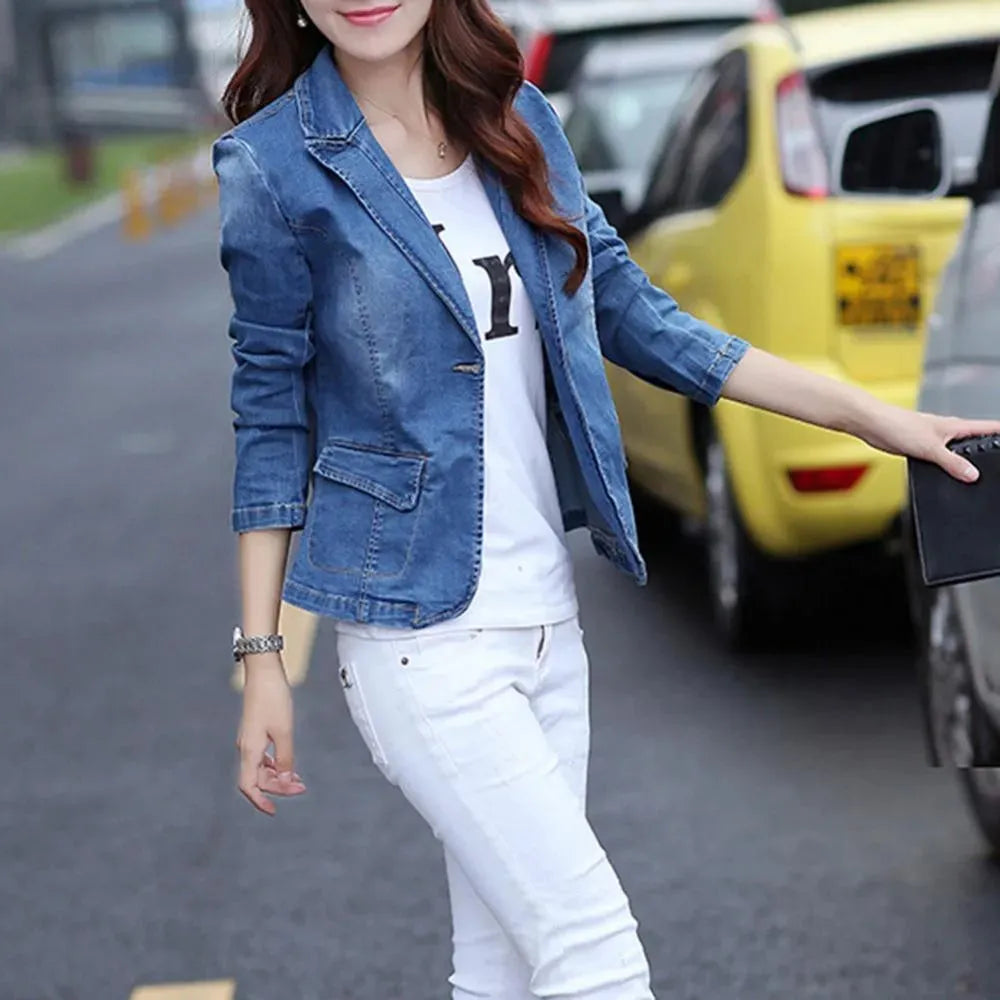 Drune | Denim Jean Blazer Damen - Lässig - Unifarben