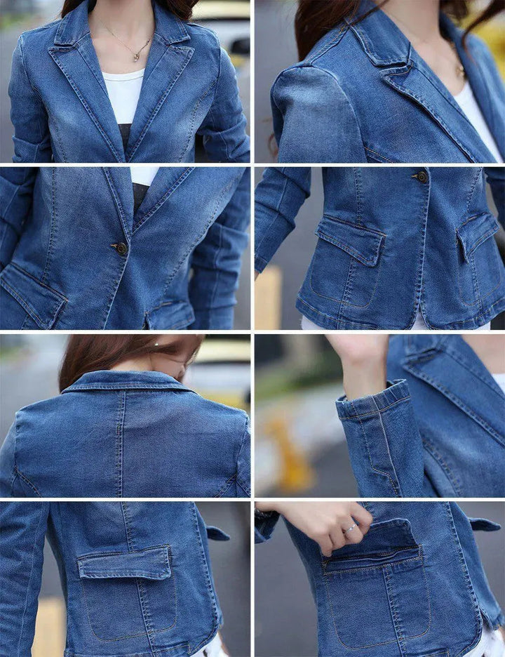 Drune | Denim Jean Blazer Damen - Lässig - Unifarben