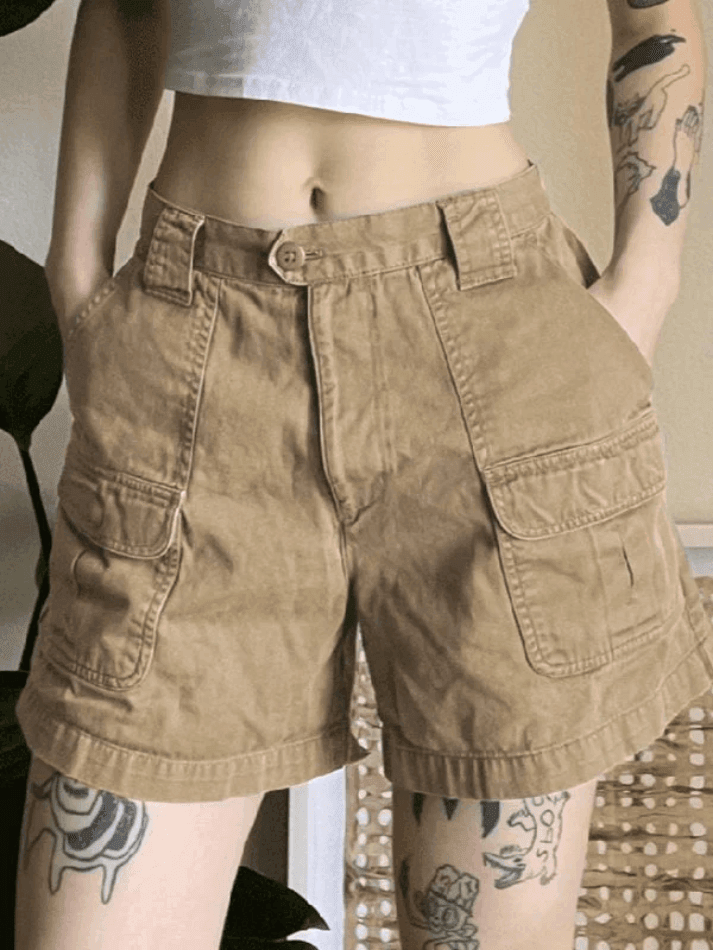 Drune | Denim Gerade Bein Cargo Shorts