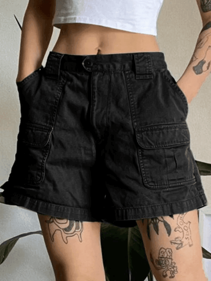 Drune | Denim Gerade Bein Cargo Shorts