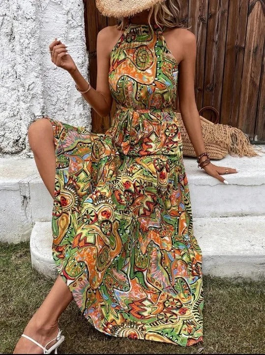 Drune | Damen Retro Maxi Halterneck & Vintage-Inspiriert