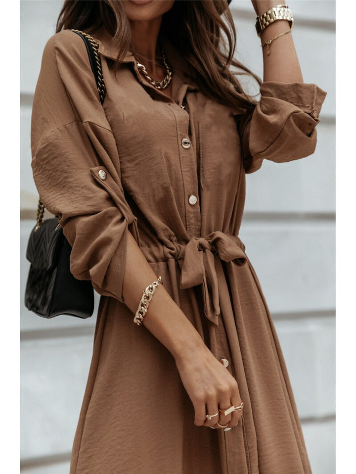 Drune - Braunes Midi-Blusenkleid