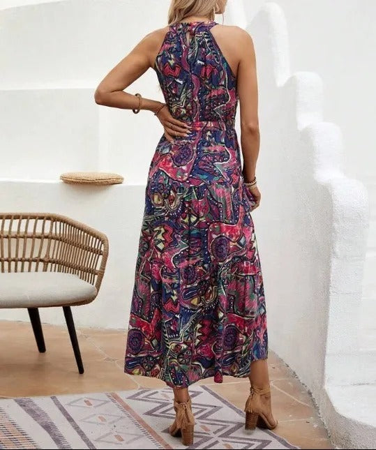 Drune | Damen Retro Maxi Halterneck & Vintage-Inspiriert