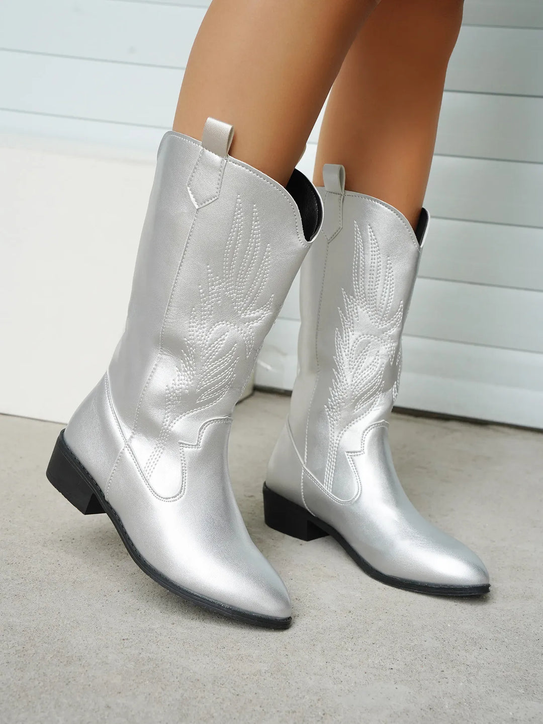 Drune - PU-Leder-Cowboystiefel mit weichem Innenfutter