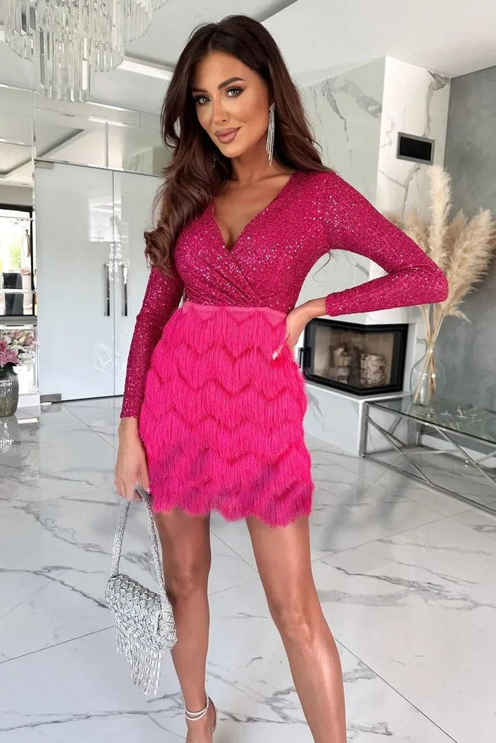 Drune | Stilvolles Partykleid Mit Federpailletten