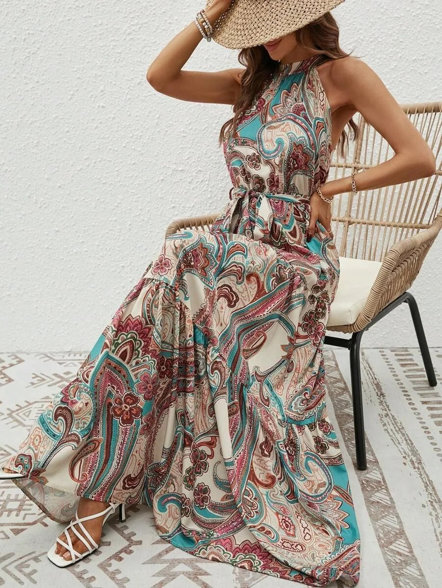 Drune | Damen Retro Maxi Halterneck & Vintage-Inspiriert