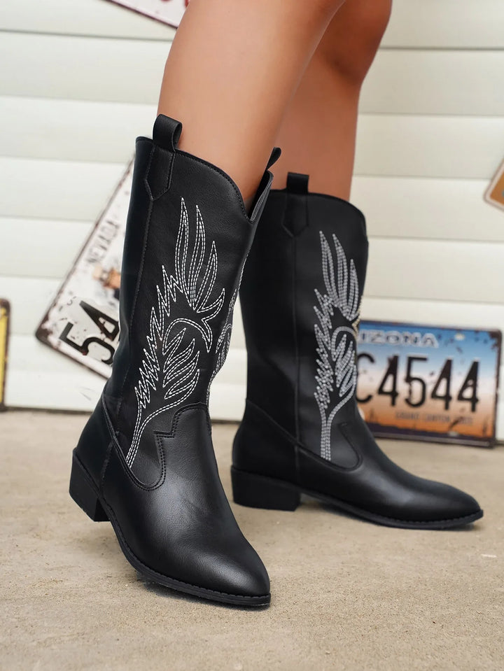 Drune - PU-Leder-Cowboystiefel mit weichem Innenfutter