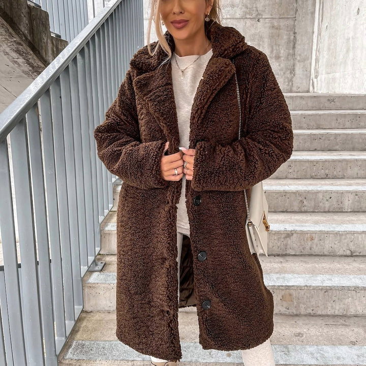 Drune | Damen Winter Teddy Mantel Lang