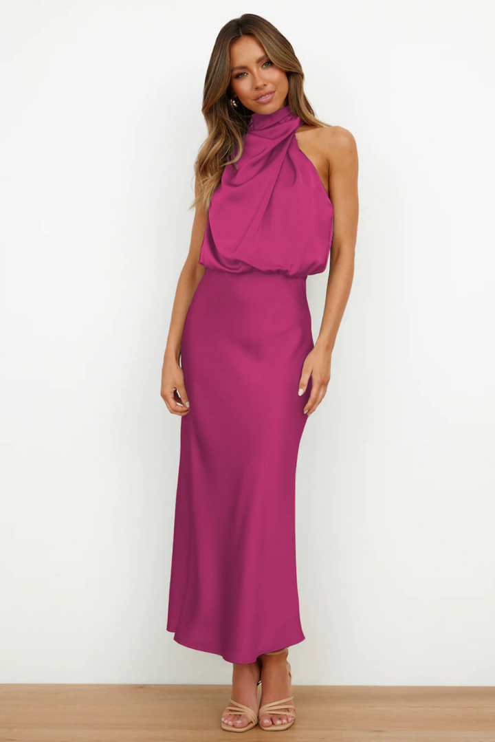 Drune | Elegantes Midikleid Mit Asymmetrischem Rundhalsausschnitt