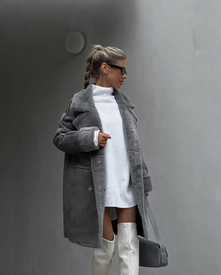 Drune | Lockere Teddyjacke Aus Lammwolle Mit Lässigem Kragen