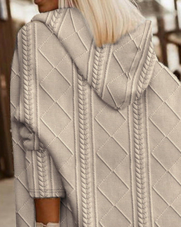 Drune | Lange Gestrickte Damenjacke Mit Kapuze