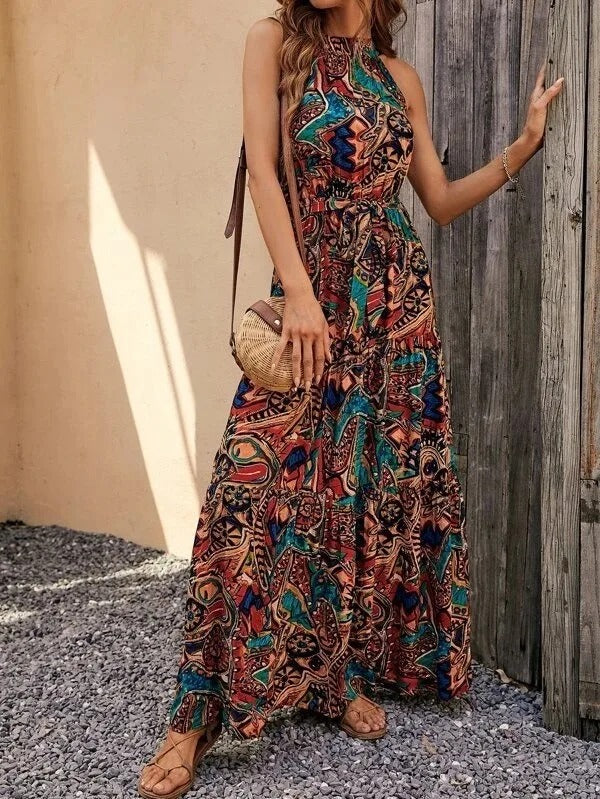 Drune | Damen Retro Maxi Halterneck & Vintage-Inspiriert