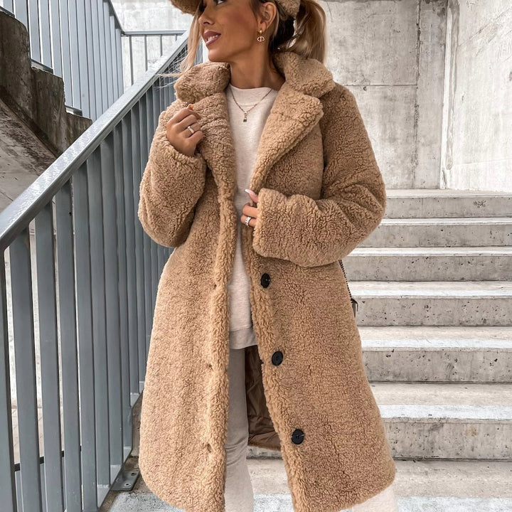 Drune | Langer, Warmer Fleece Mantel für Damen