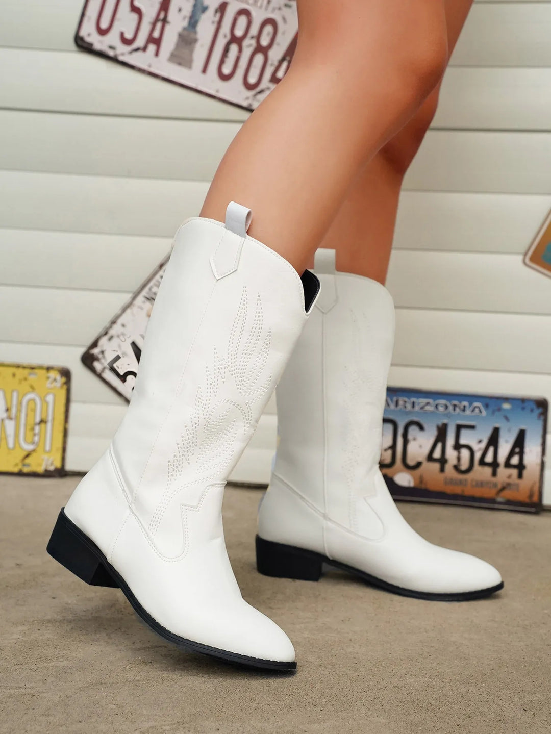 Drune - PU-Leder-Cowboystiefel mit weichem Innenfutter