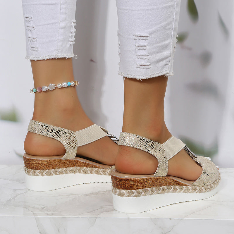 Drune | Keilsandalen mit Schlangendruck - Stilvolles Design