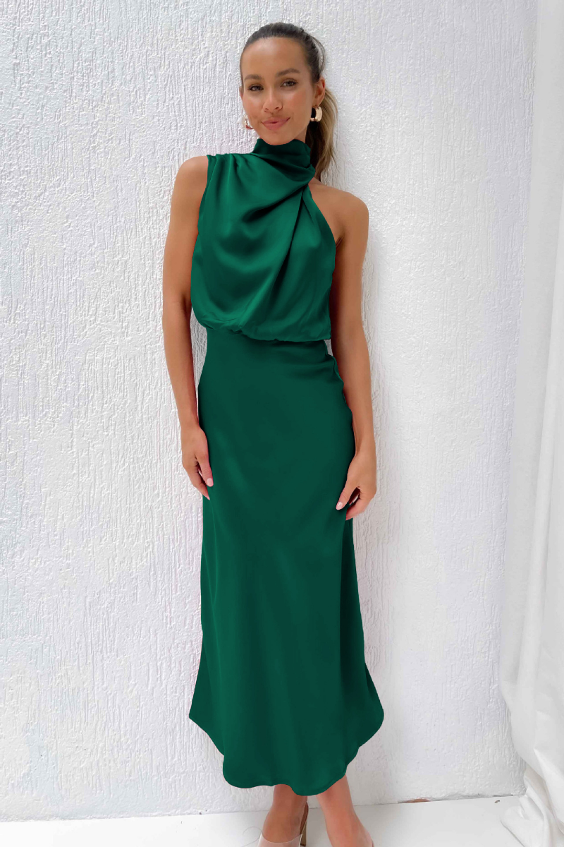 Drune | Elegantes Midikleid Mit Asymmetrischem Rundhalsausschnitt