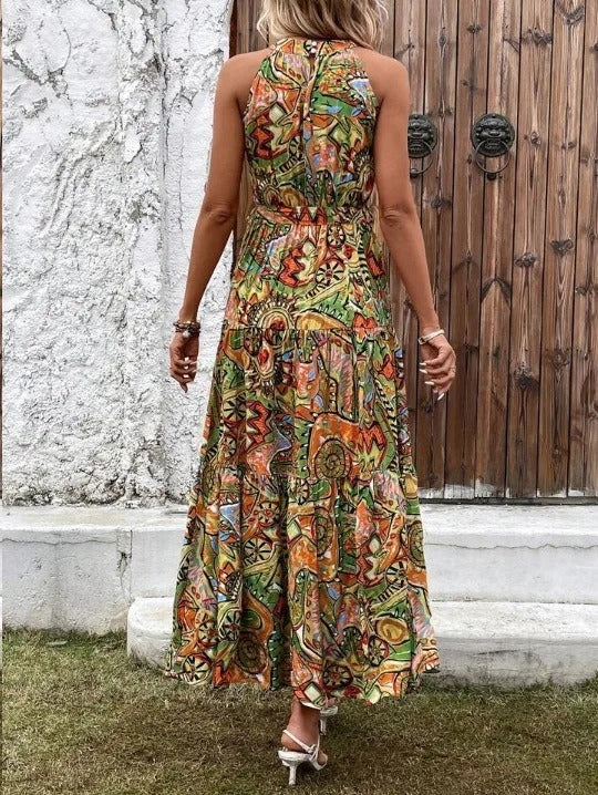 Drune | Damen Retro Maxi Halterneck & Vintage-Inspiriert