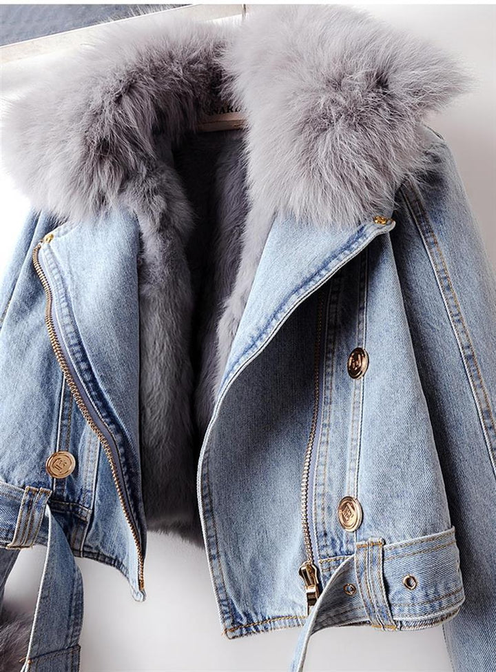 Drune | Jeansjacke - Kunstpelzkragen & -manschetten - Winter-Chic - Lässige Schicht