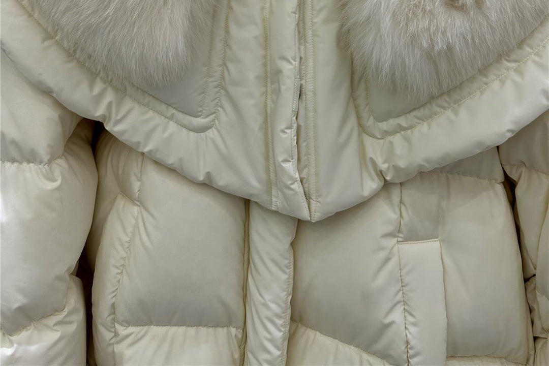 Drune | Fellbesatz Pufferjacke - Luxuriöse Winterwärme - Kurzes Steppmuster - Kältewetter-Essential