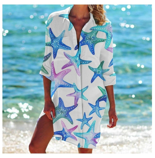 Drune | Bikini Jacke Shirt Badeanzug Strickjacke Damenbekleidung Druck Urlaub Strandshirt