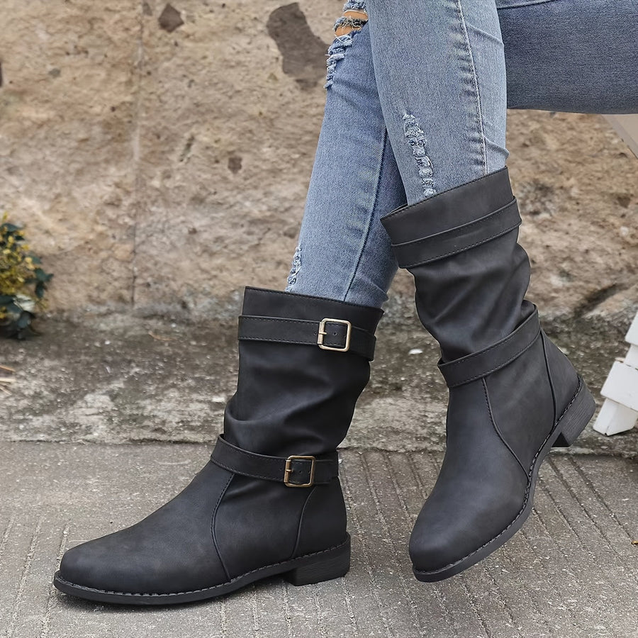 Drune | vintage schnalle strap western ankle boots für frauen