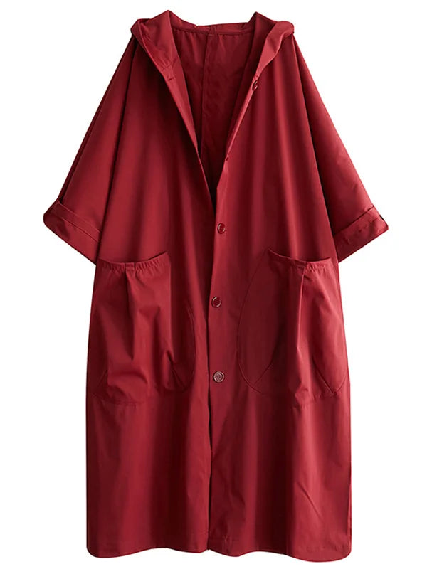Drune | Longline Mantel - Mit Kapuze und aufgesetzten Taschen