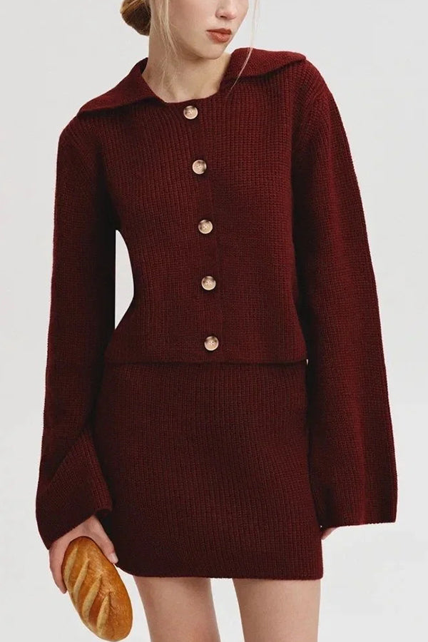 Drune | Cozy knit cardigan and casual mini skirt set