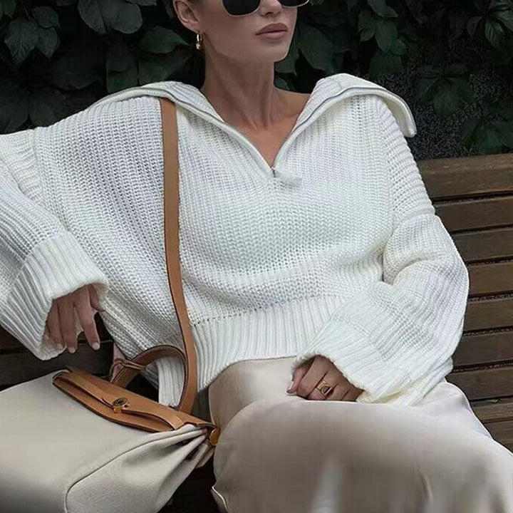 Drune | Rippstrick Pullover mit Reißverschluss Weich und Warm Lässige Eleganz