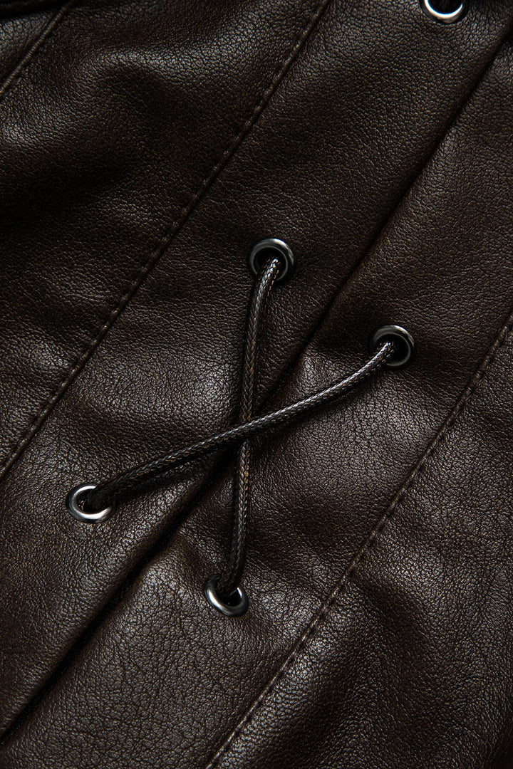 Drune | Leder Krawattenfront Überknopfjacke