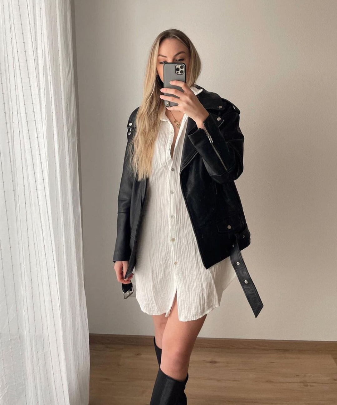 Musselin Bluse Freya Weiß Lang